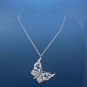 Blue Butterfly Pendant Necklace for Women